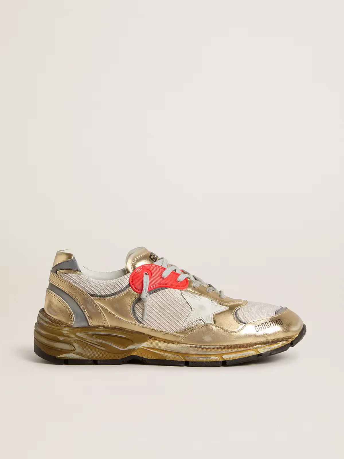 Dad-Star in Mesh and Gold Foiled Leather with White Leather Star
