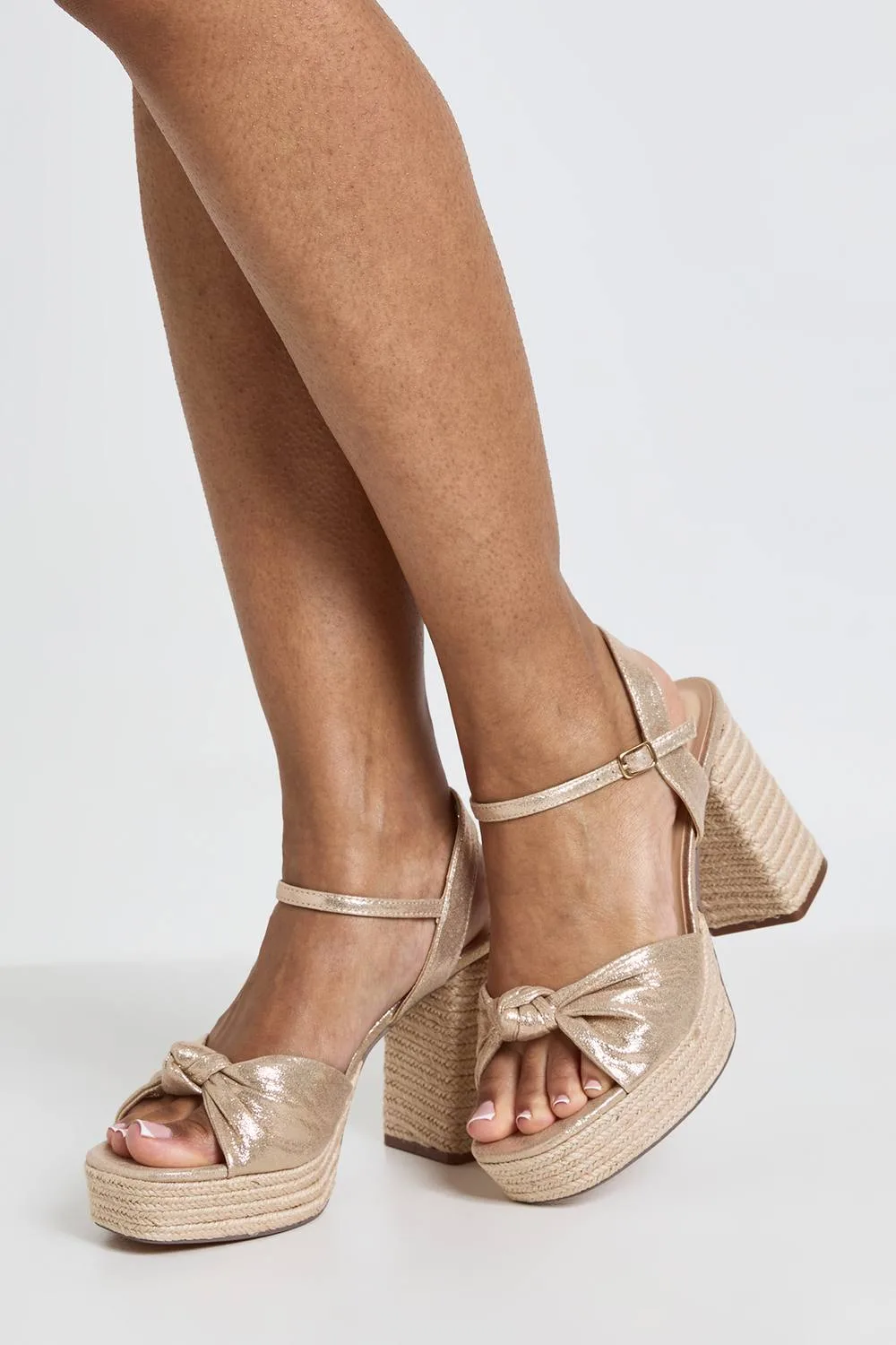 Metallic Knot Detail Platform Wedges by boohoo