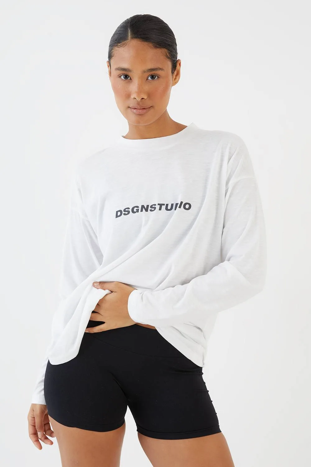 Slub Long Sleeve Oversized T-Shirt by DSGN Studio