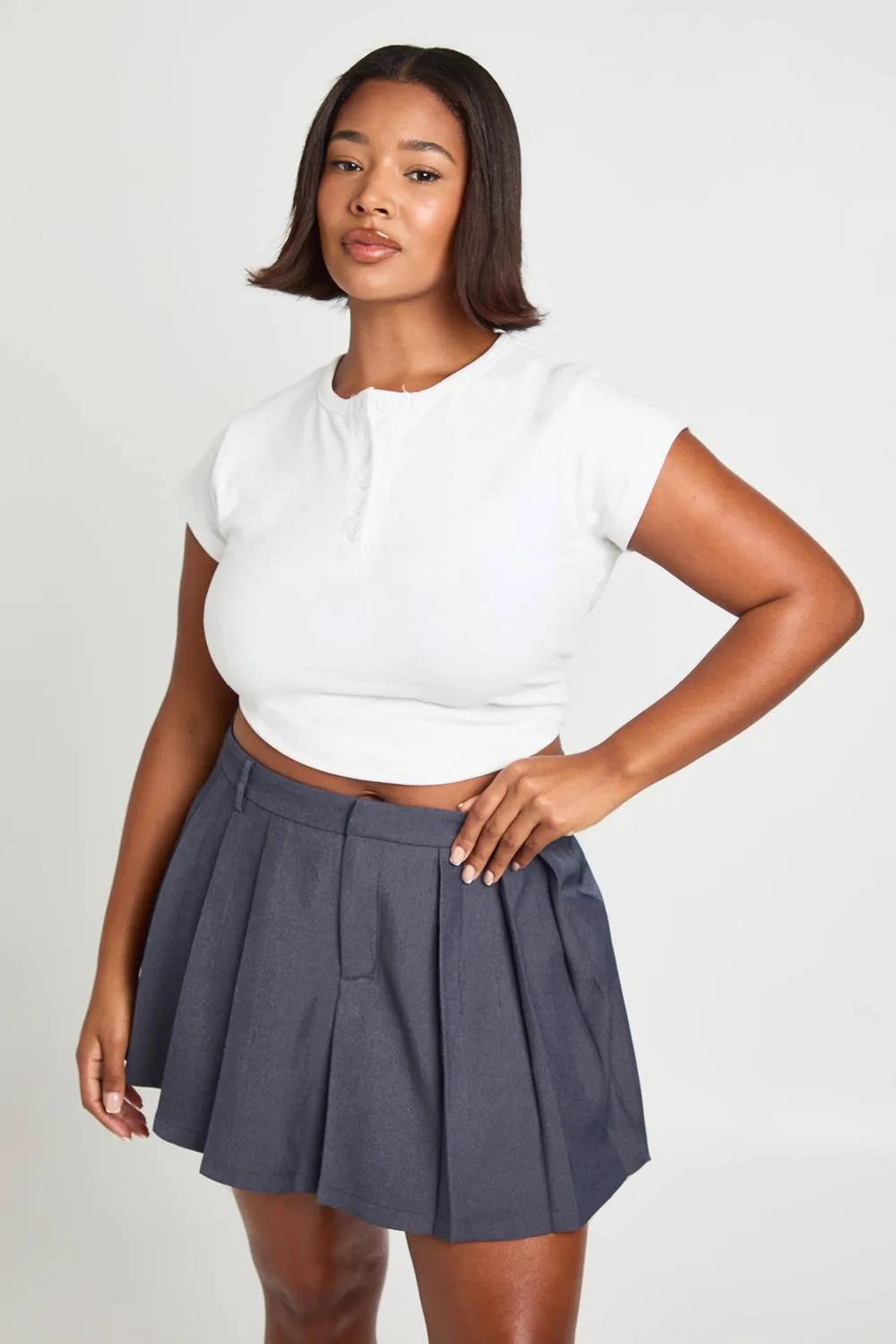Pleat Front Skort by boohoo