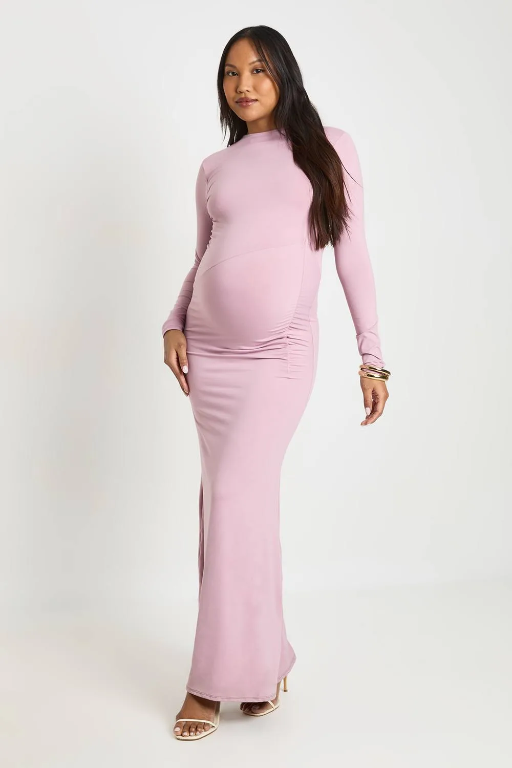 Maternity Ruched Side Detail Maxi Dress by boohoo