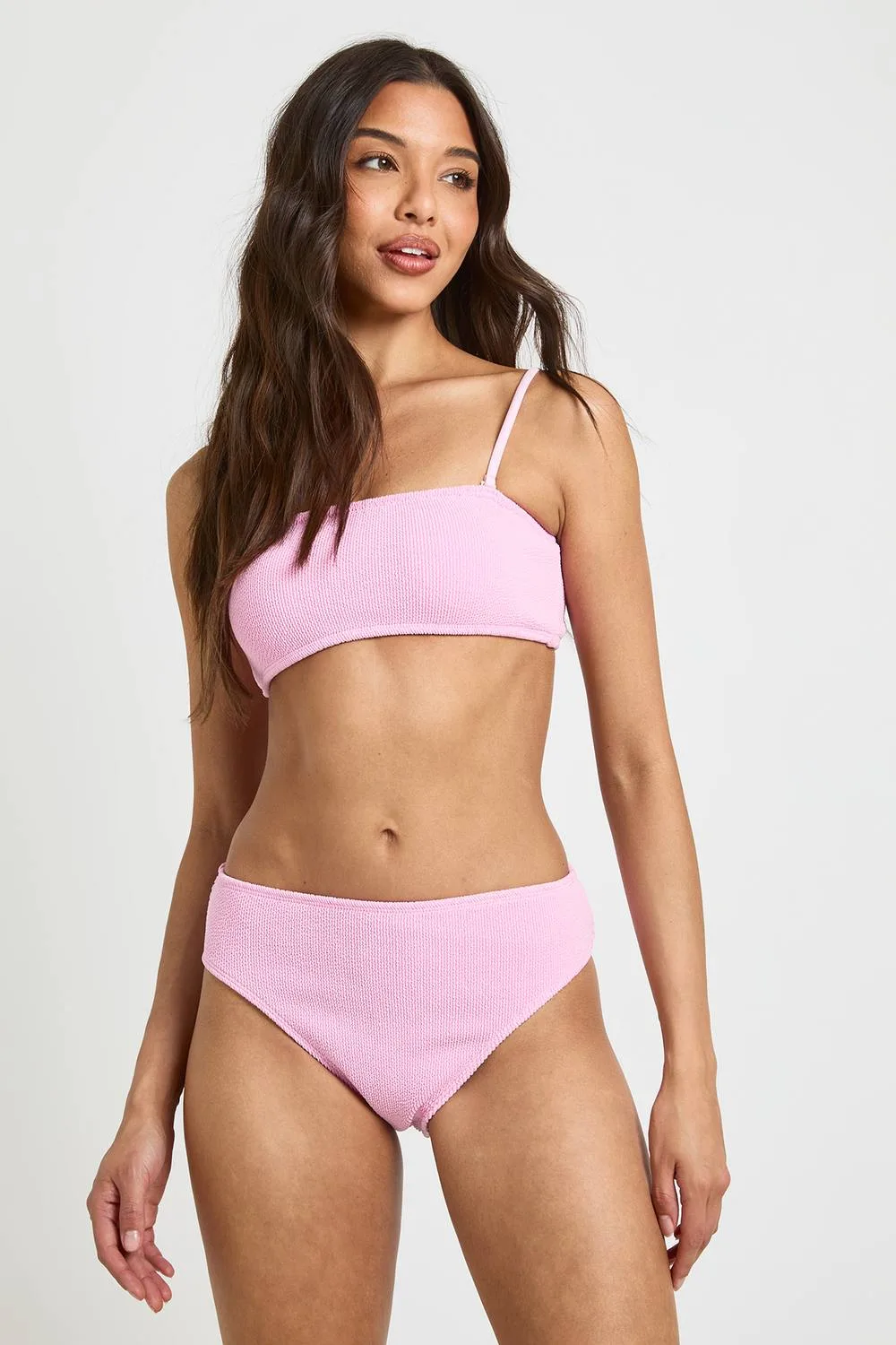 Textured Bandeau Bikini Top by boohoo