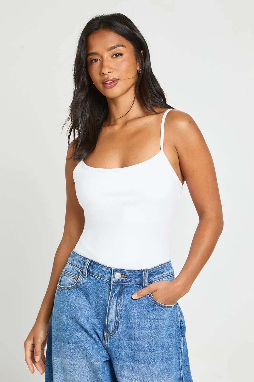 Peached Sculpt Strappy Sleeveless Bodysuit with Removable Padding by boohoo