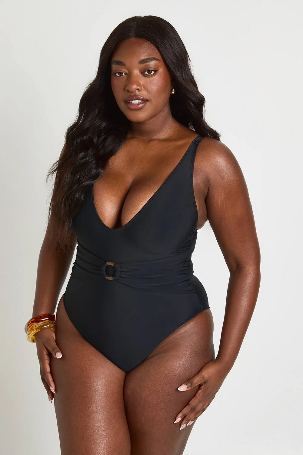 Tummy Control O-Ring Plunge Swimsuit by boohoo