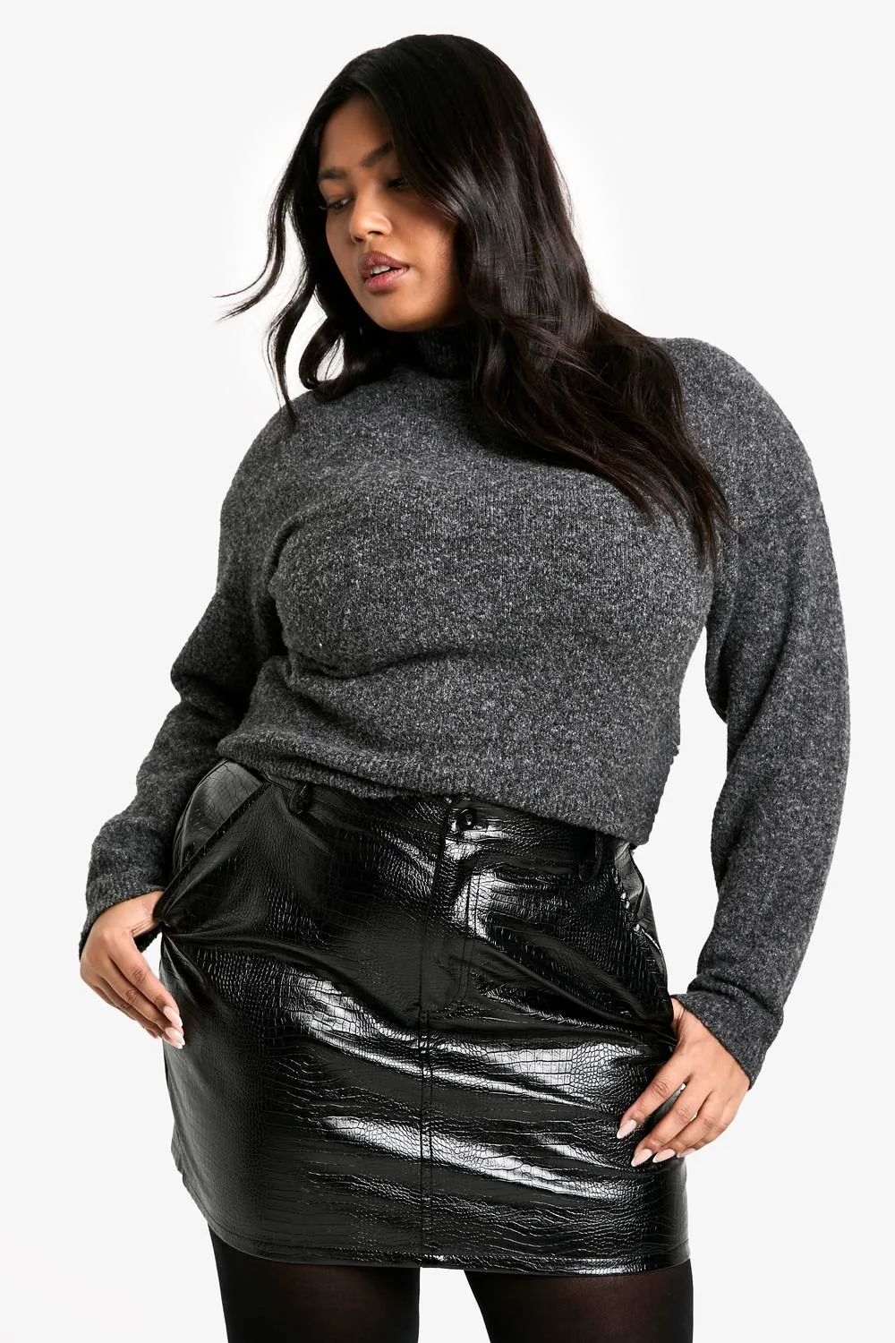 Croc Pu Micro Mini Skirt by boohoo