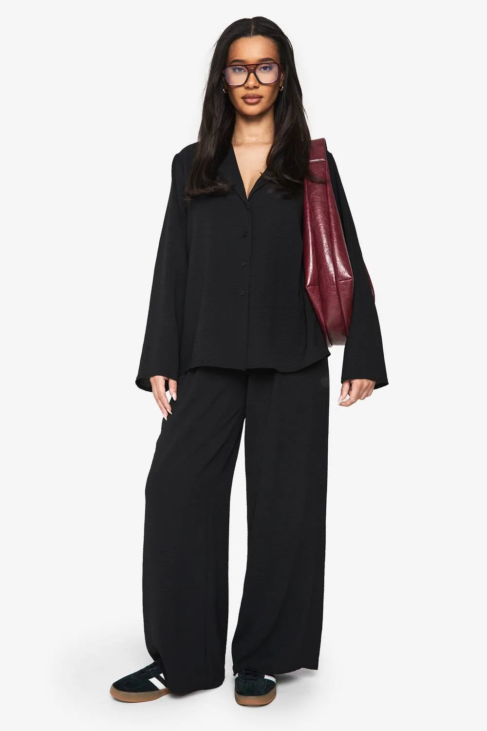 Woven Oversized Shirt & Drawstring Trouser Co-Ord by boohoo
