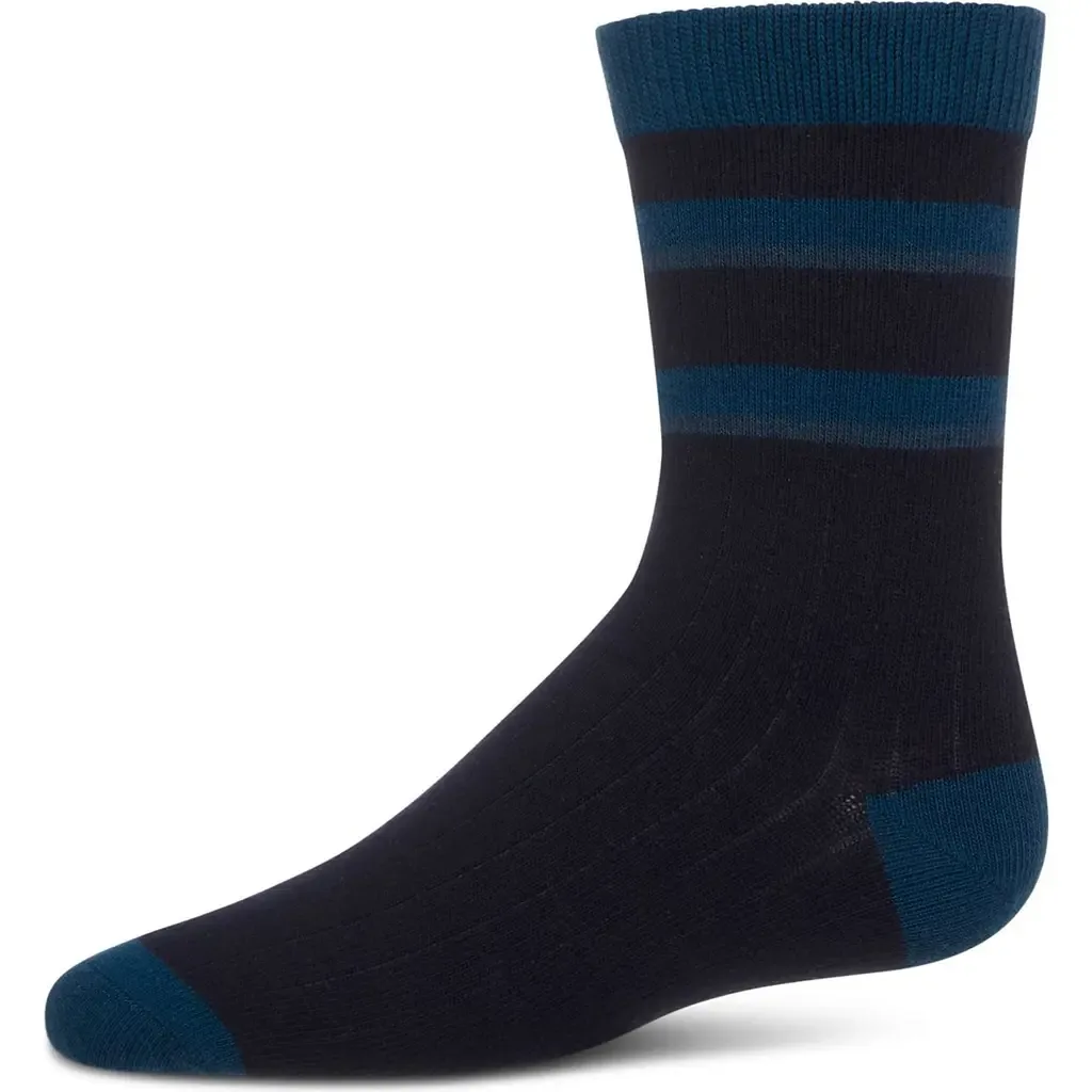 Tonal Stripe Rich Crew Sock by MeMoi