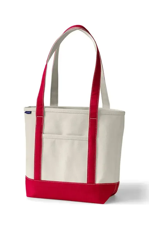 Canvas Open Top Tote Bag Regular & Long Handle Carry All by Lands' End