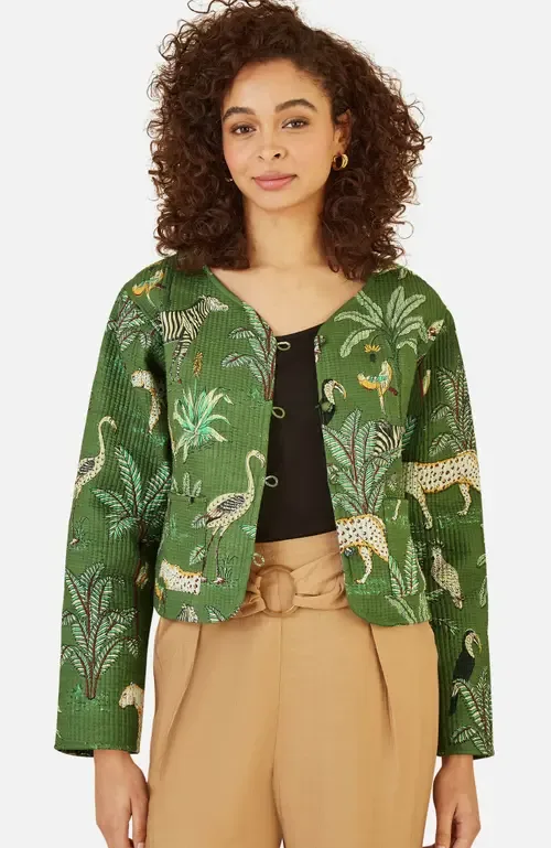 Animal Reversible Cropped Quilted Jacket by Yumi