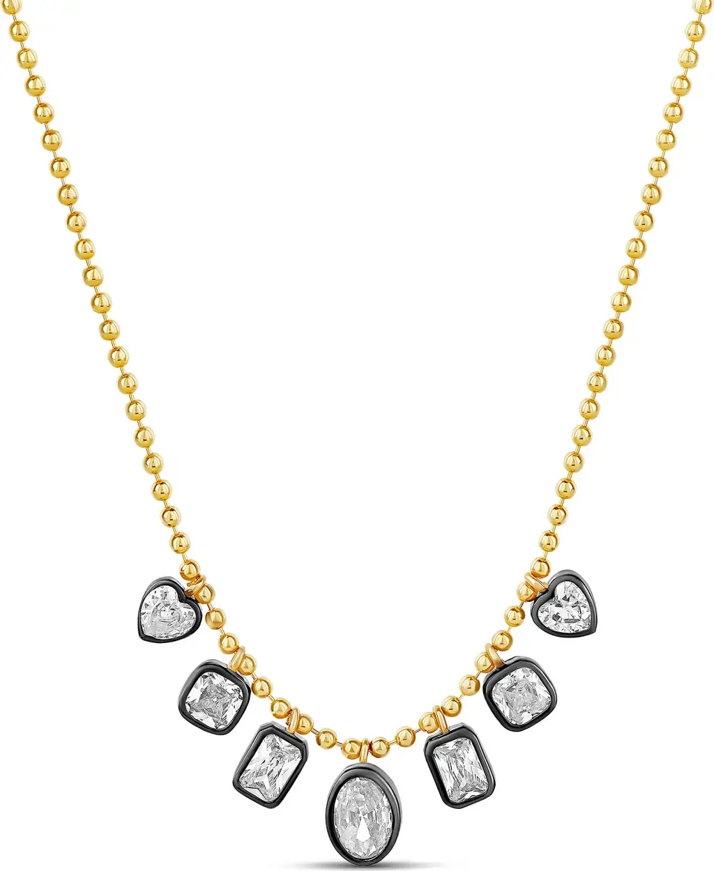 Mixed Shape Stone Dangle Ball Chain Necklace by SHYMI