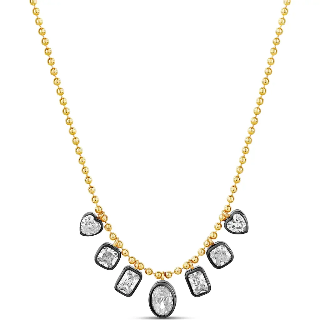 Mixed Shape Stone Dangle Ball Chain Necklace by SHYMI