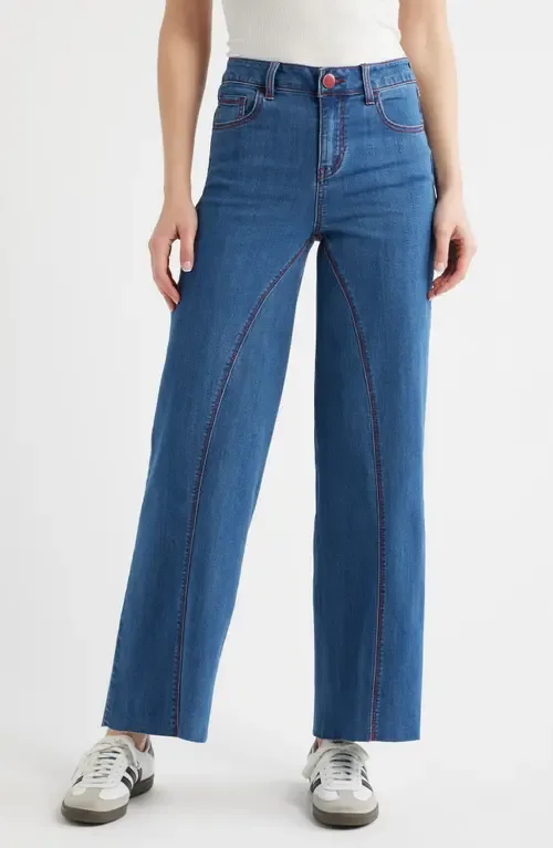 Seamed Raw Hem Wide Leg Jeans by 1822 Denim
