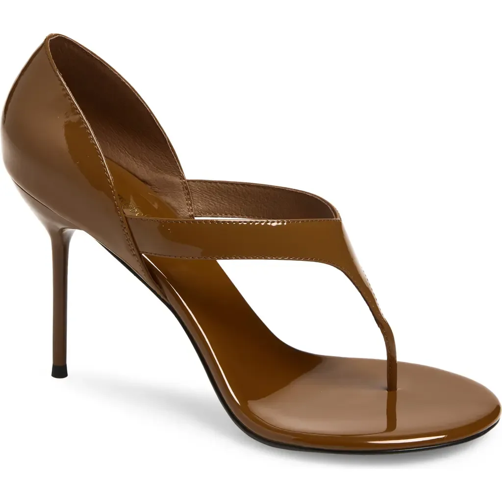 Rhian Stiletto Sandal in Coffee Patent by Jeffrey Campbell