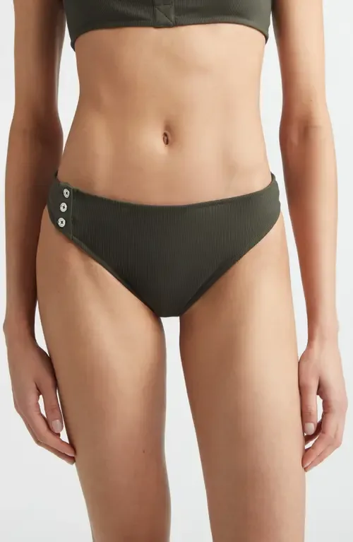 Side Button Ribbed Bikini Bottoms by TOTEME