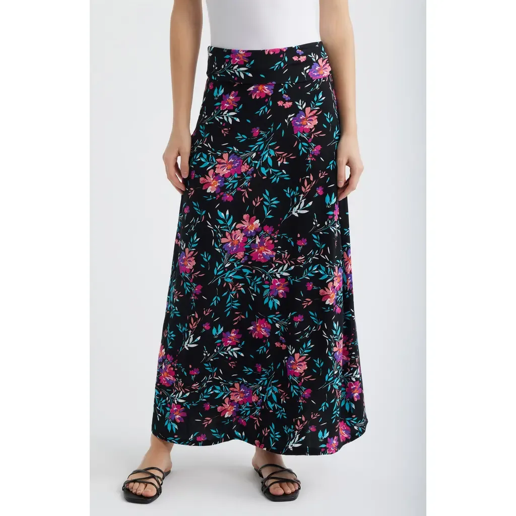 Roll Top Floral Print Maxi Skirt by Loveappella