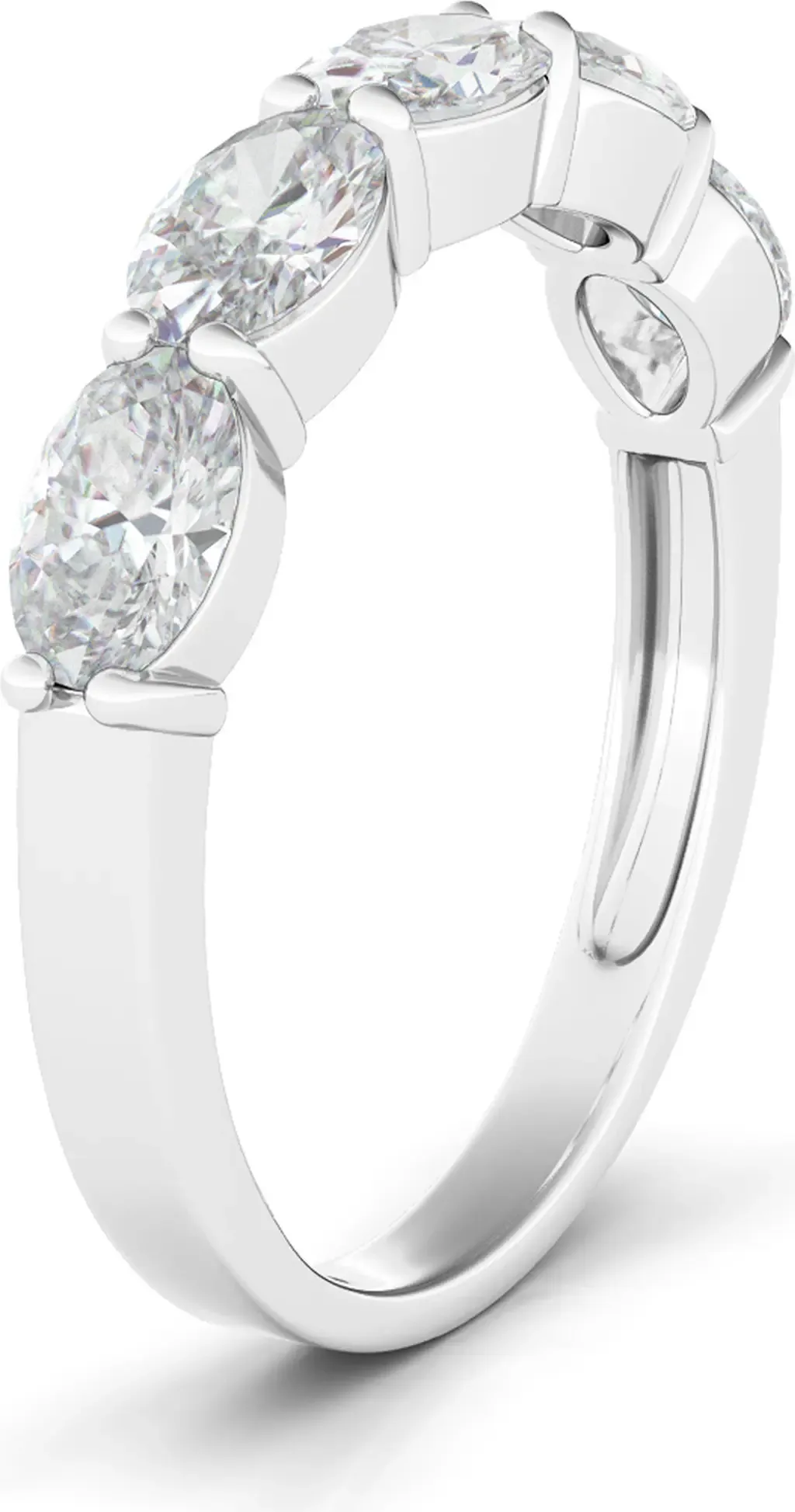 Oval Lab Created Diamond Half Eternity Ring in 1.08 Ctw White Gold by HauteCarat