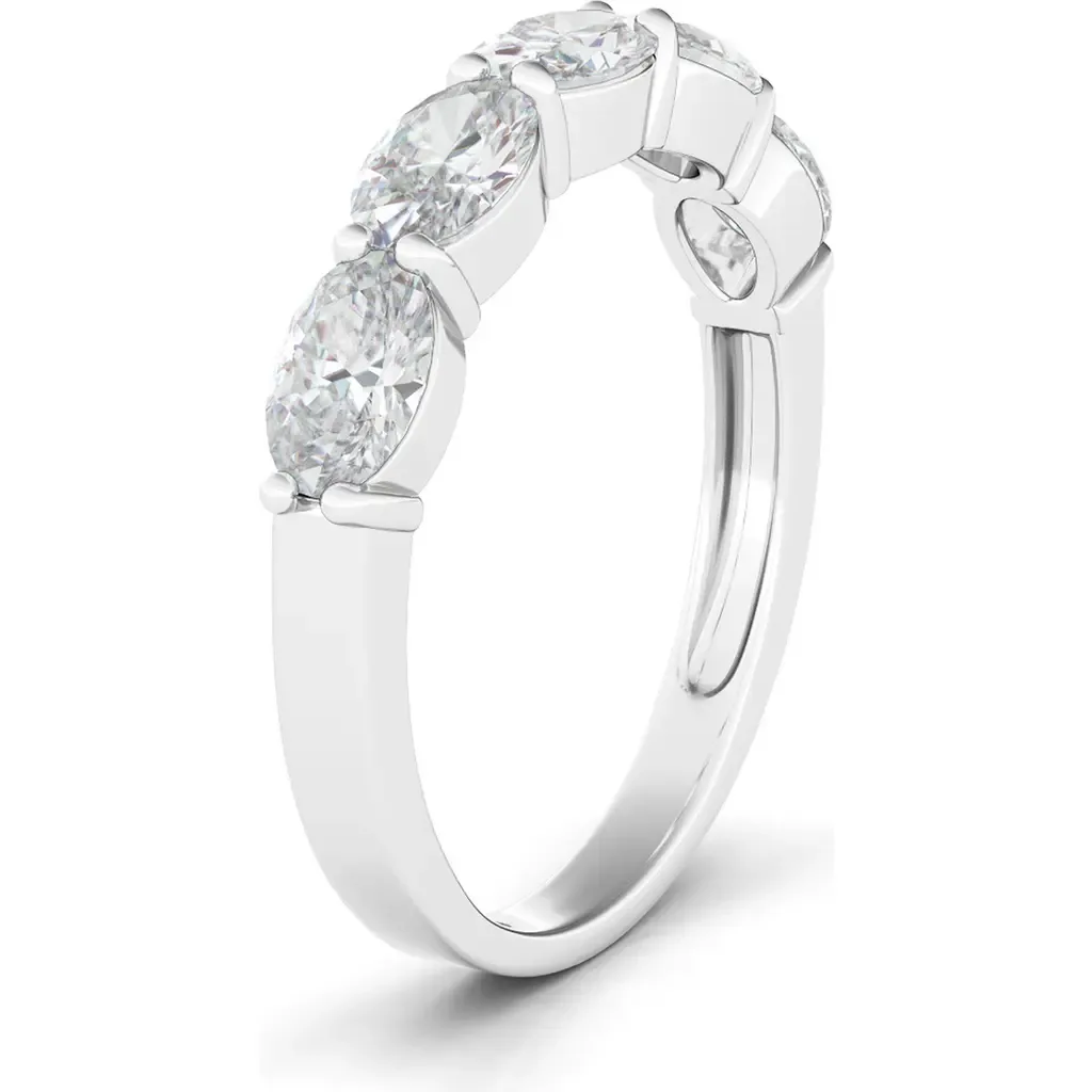 Oval Lab Created Diamond Half Eternity Ring in 1.08 Ctw White Gold