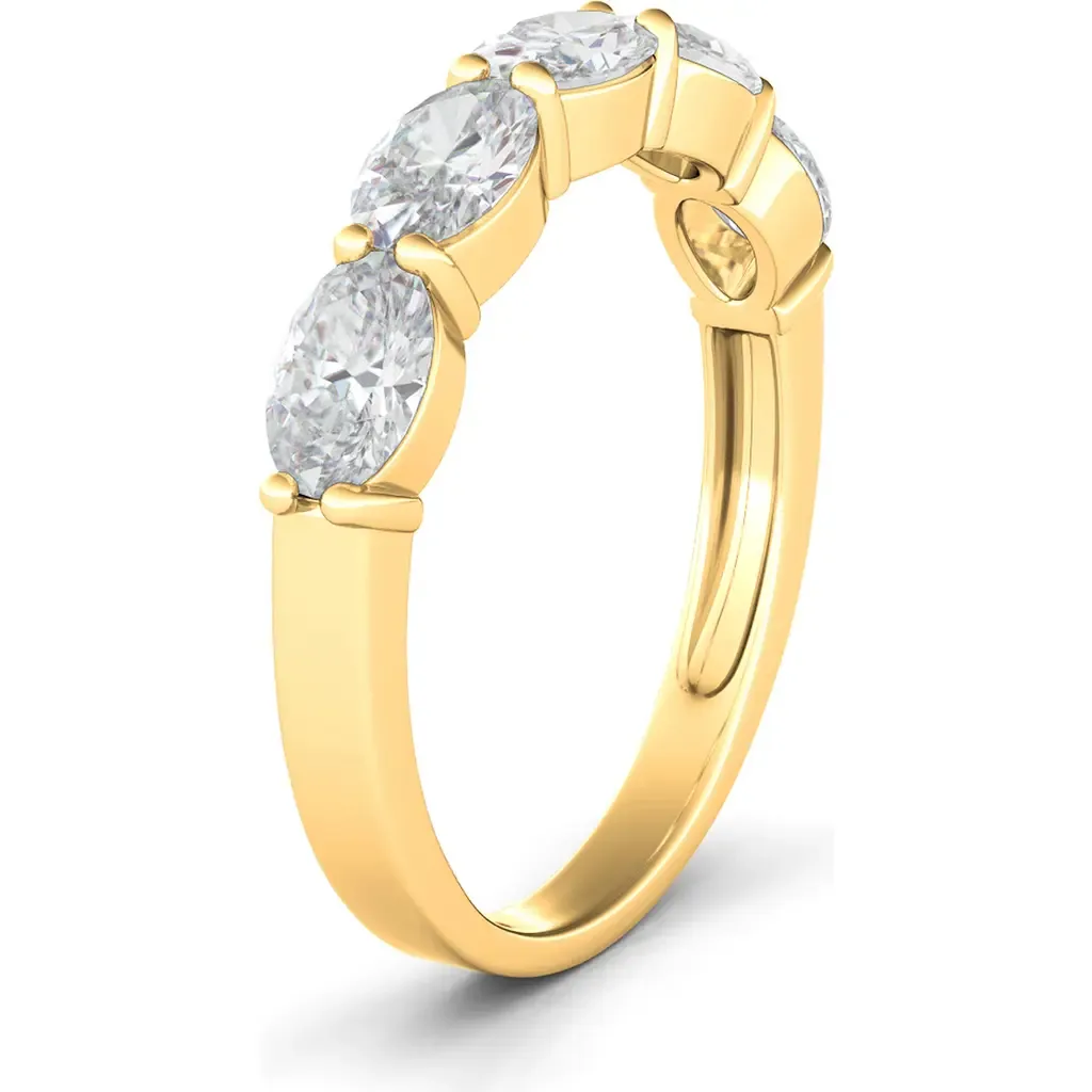Oval Lab Created Diamond Half Eternity Ring in 1.08 Ctw White Gold