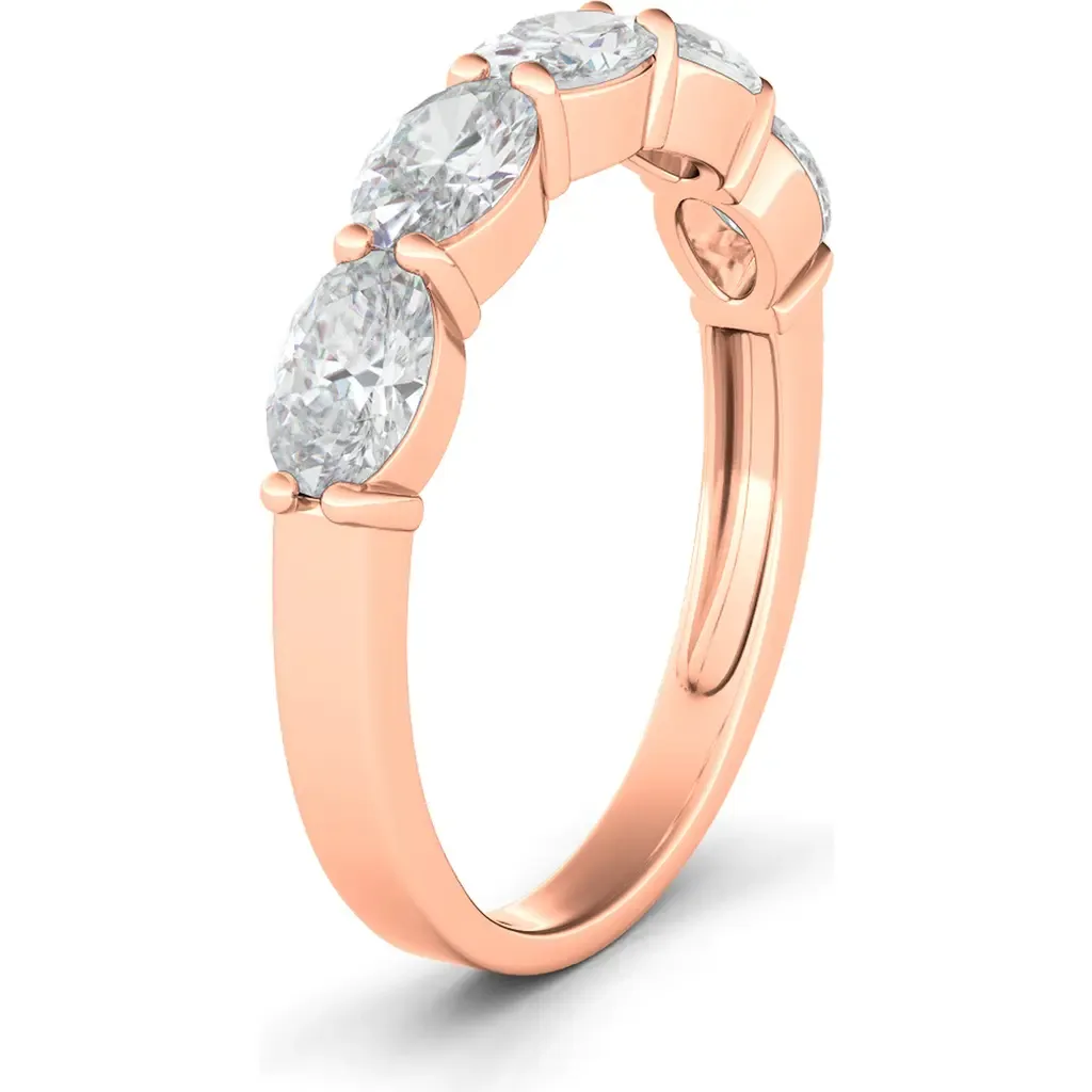 Oval Lab Created Diamond Half Eternity Ring in 1.08 Ctw White Gold