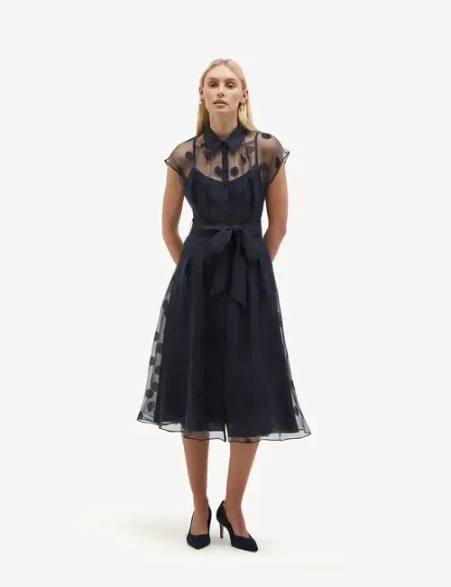 Tess Sheer Polka Dot Shirt Dress by HOBBS LONDON