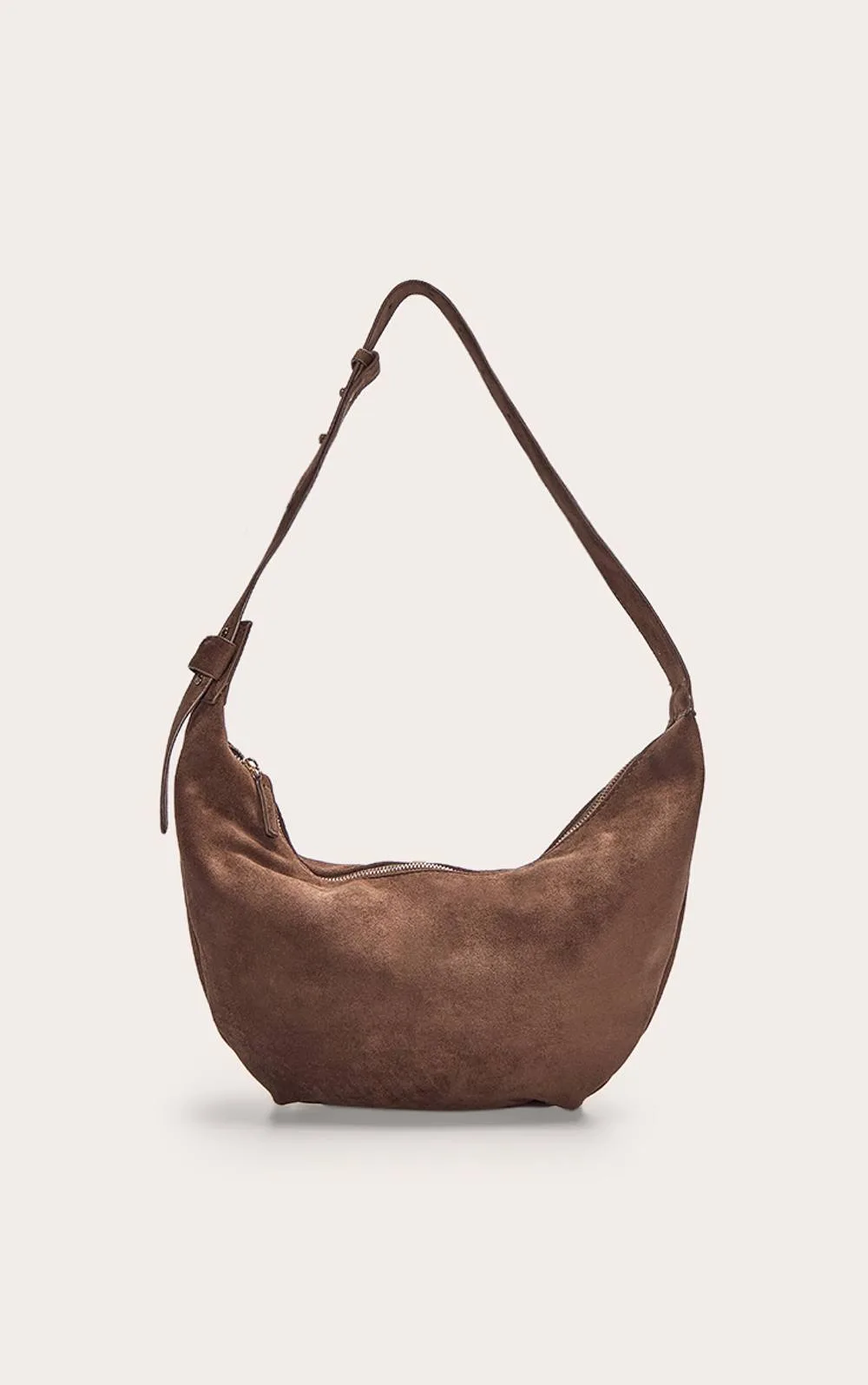 Faux Suede Slouchy Crescent Cross Body Bag