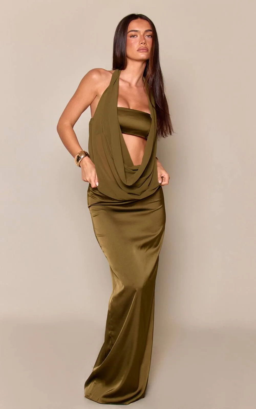 Satin Mid Rise Maxi Skirt Co-Ord by PrettyLittleThing