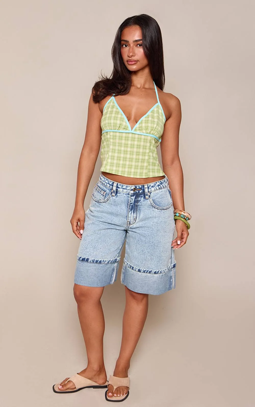 Turn Up Hem Denim Jorts by PrettyLittleThing
