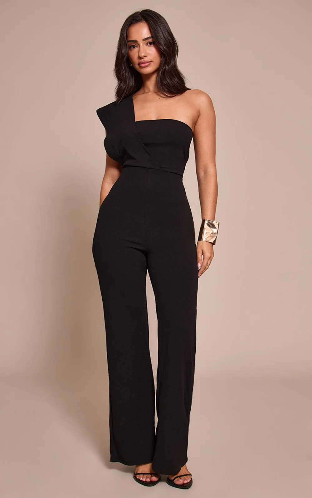 One Shoulder Drape Jumpsuit