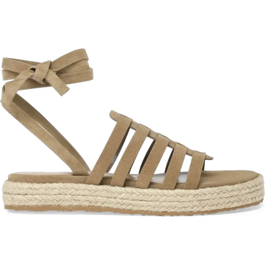 Pompei Espadrillas Sandal in Brown Suede Leather by Gianvito Rossi