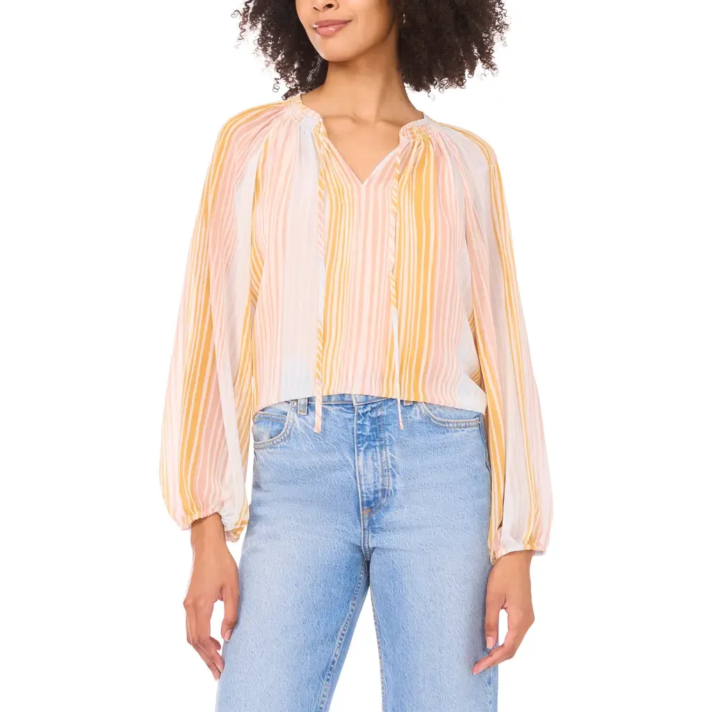Stripe Split Neck Top