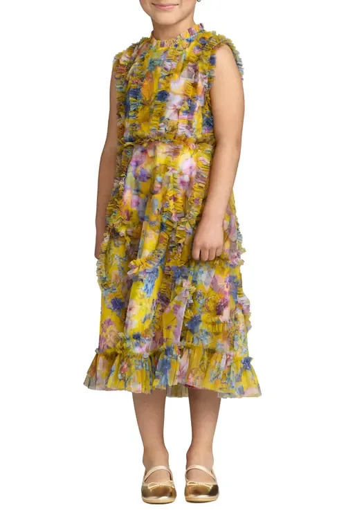 Sleeveless Mesh Ruffle High Neck Dress by Mac Duggal