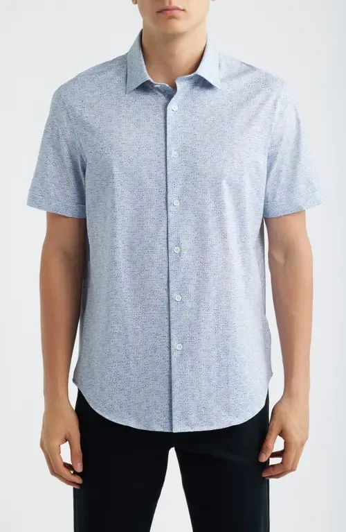 Miles OoohCotton® Geo Print Short Sleeve Button-Up Shirt by Bugatchi