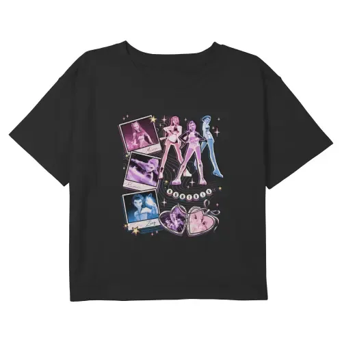 Huntrix Collage Stars Cropped Short Sleeve Boxy Cropped T-Shirt by KPop Demon Hunters