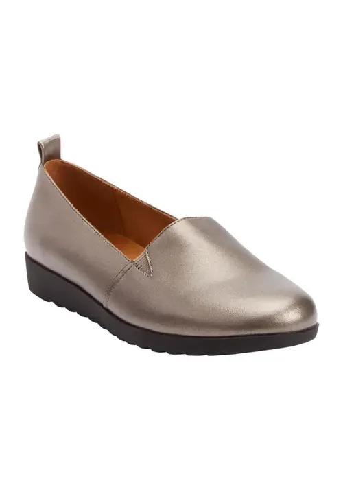 The June Leather Like Slip on Flat by Comfortview