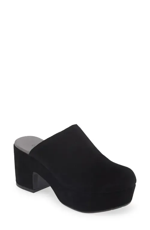 Ginette Platform Clog in Black Suede