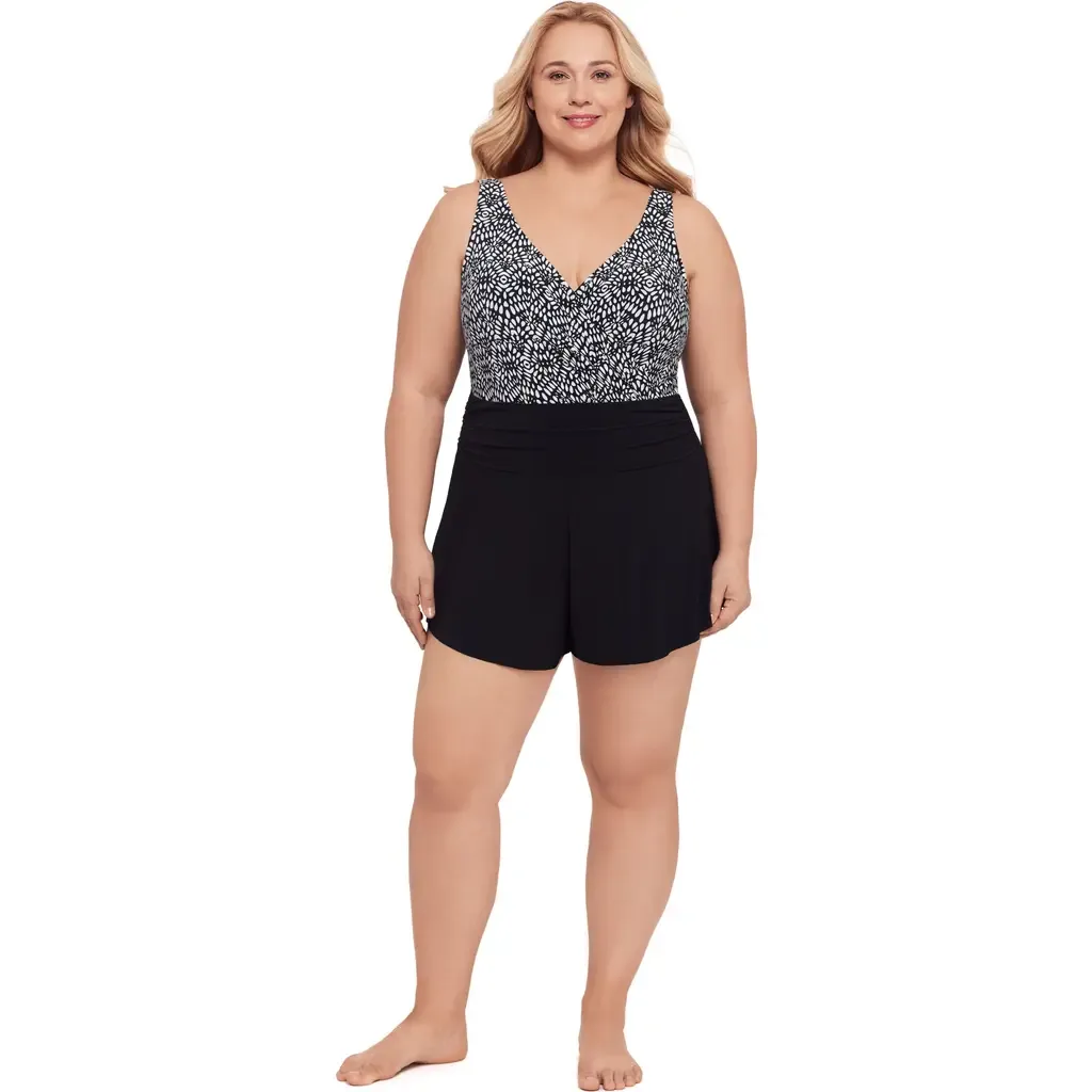Rebecca Surplice Swim Romper with Pockets by Trimshaper