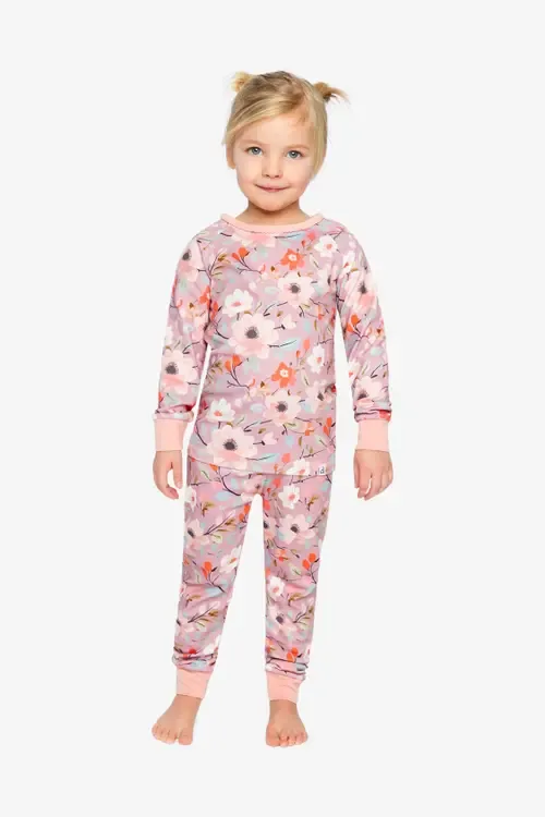 Floral Organic Cotton Top Pants Two Piece Pajama Set by Deux par Deux