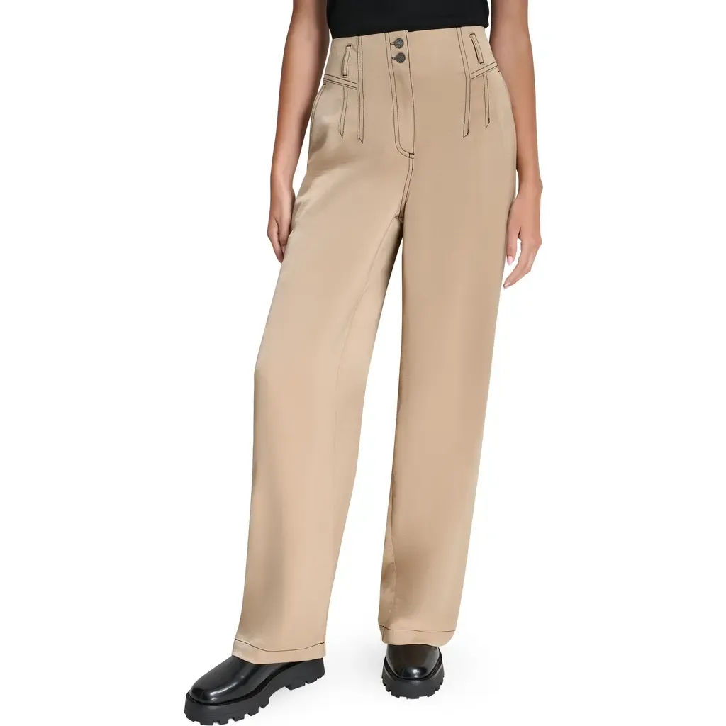 Topstitch Straight Leg Pants by DKNY