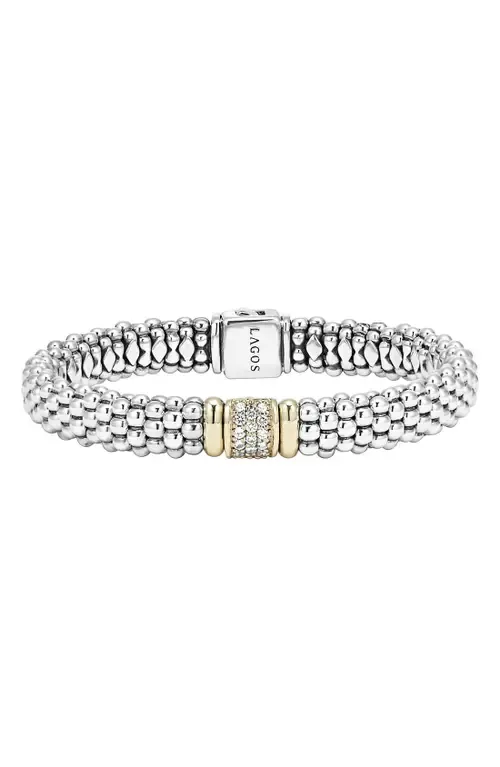 Diamond & Caviar Station Bracelet in Sterling Silver/Gold by LAGOS