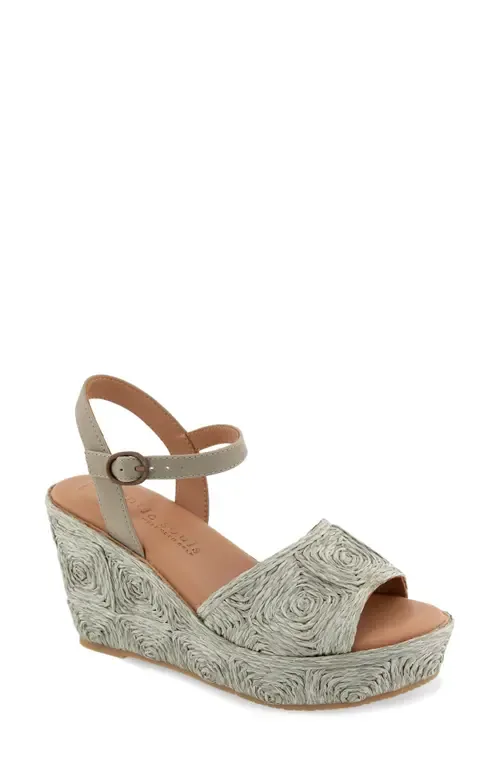 Nevio Ankle Strap Platform Wedge Sandal in Raffia by Gentle Souls