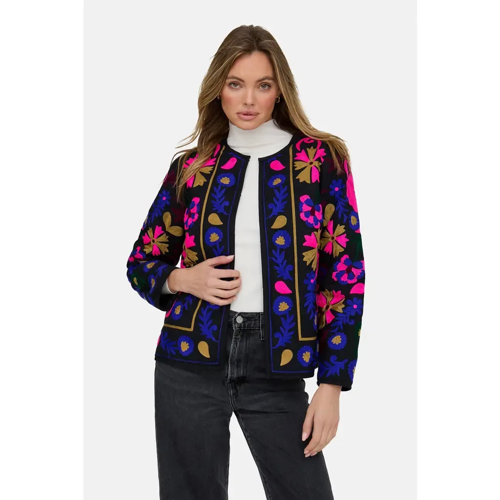 Halen Quilted Embroidered Jacket by Raffya