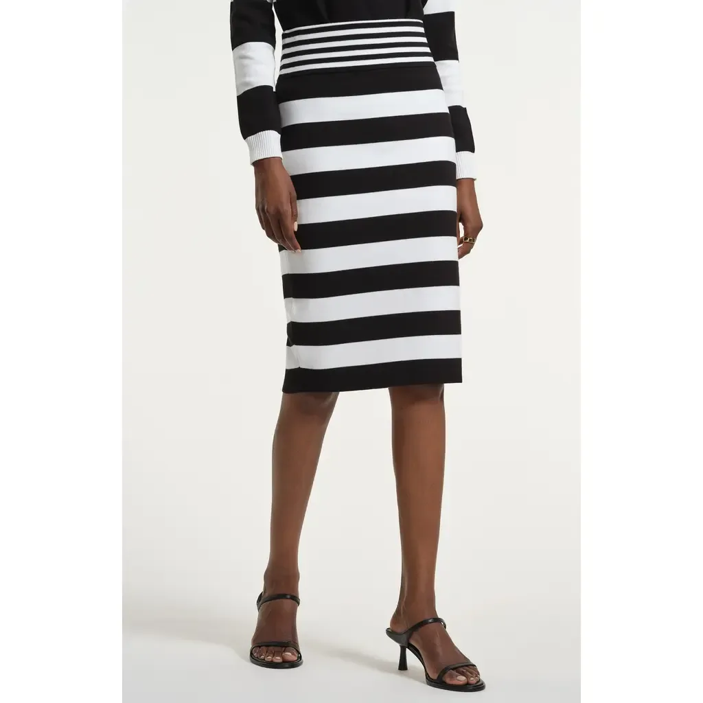 Mixed Stripe Knit Skirt by Isaac Mizrahi New York