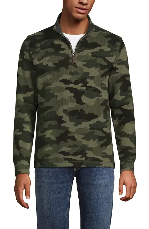 Bedford Rib Casual Quarter Zip Sweater by Lands' End