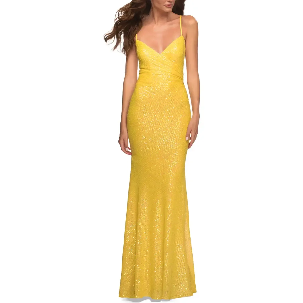 Sequin Long Prom Dress in Vibrant Bright Colors by La Femme