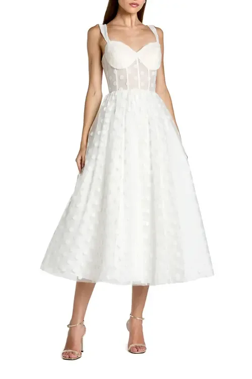 Polka Dot Tulle A-Line Midi Dress by Mac Duggal