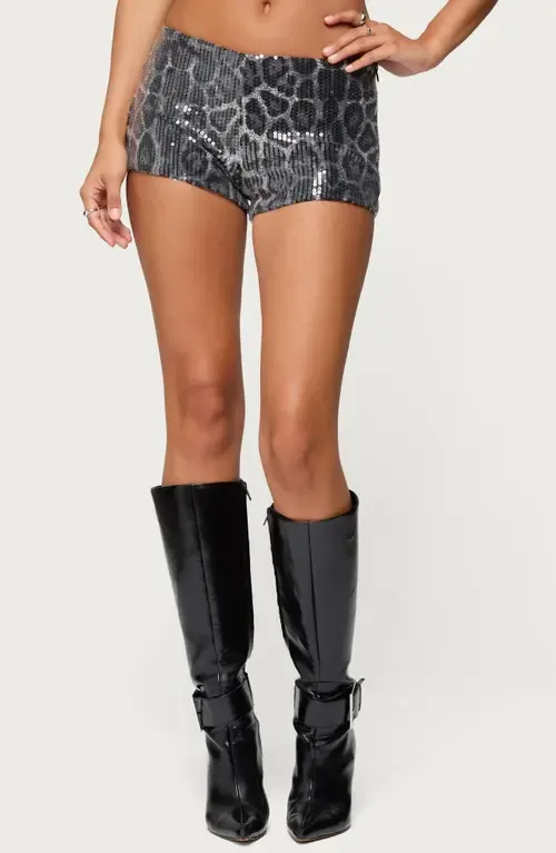 Sequin Leopard Print Microshorts by EDIKTED