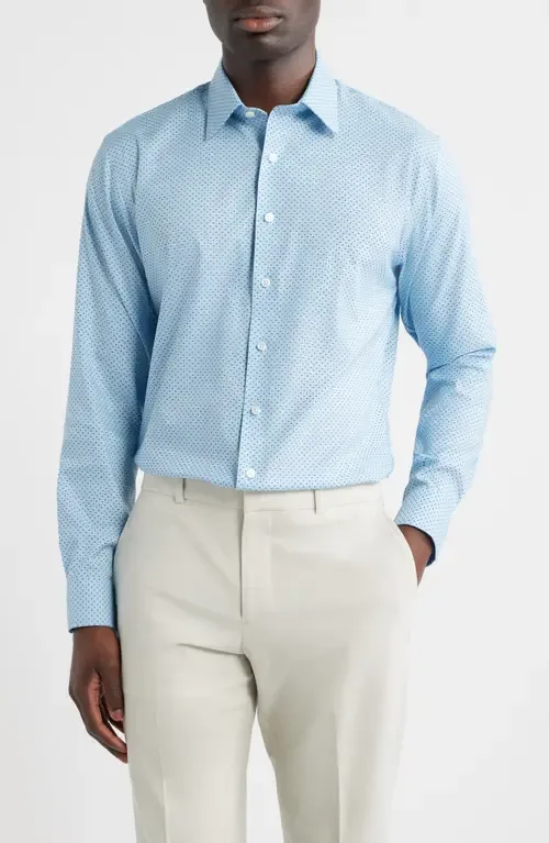 Trim Fit Geometric Print Premium Cotton Blend Twill Dress Shirt by Nordstrom