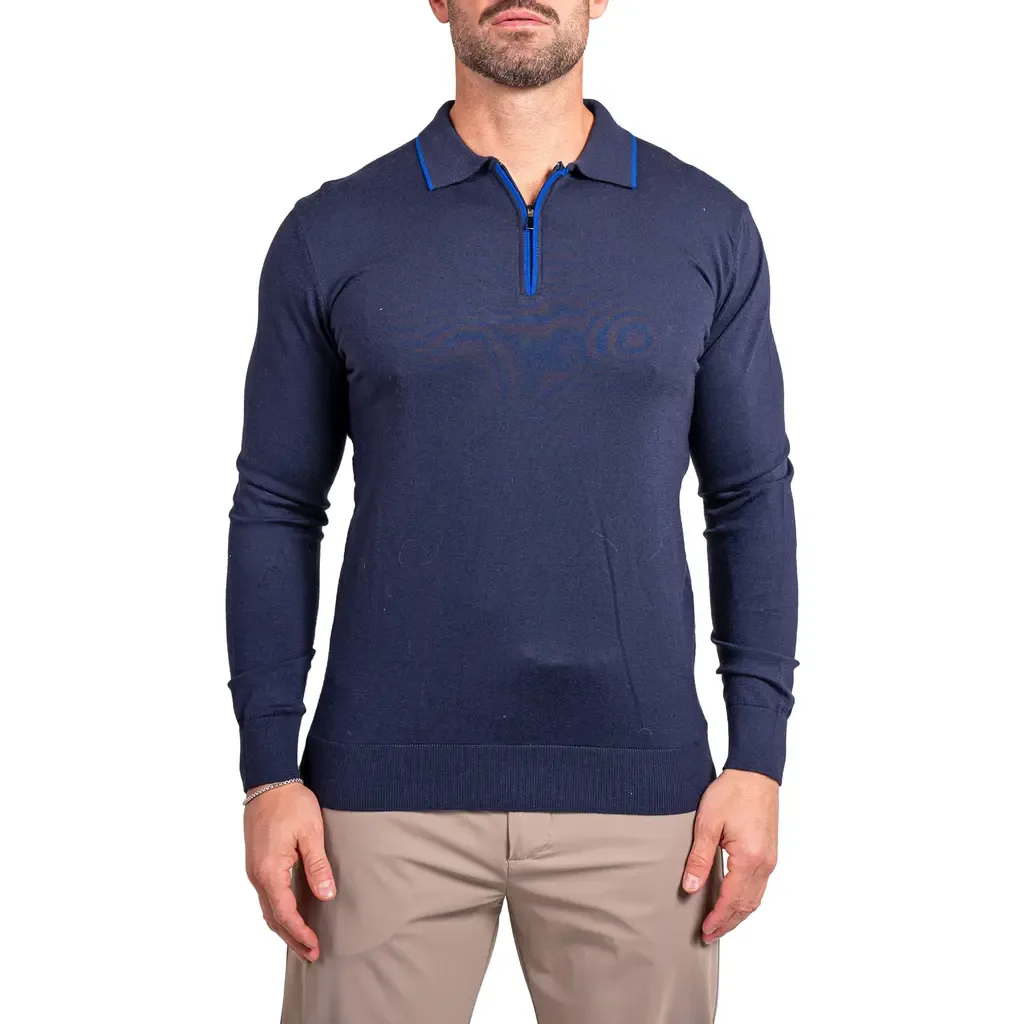 Knitted Passion Quarter Zip Sweater by Maceoo