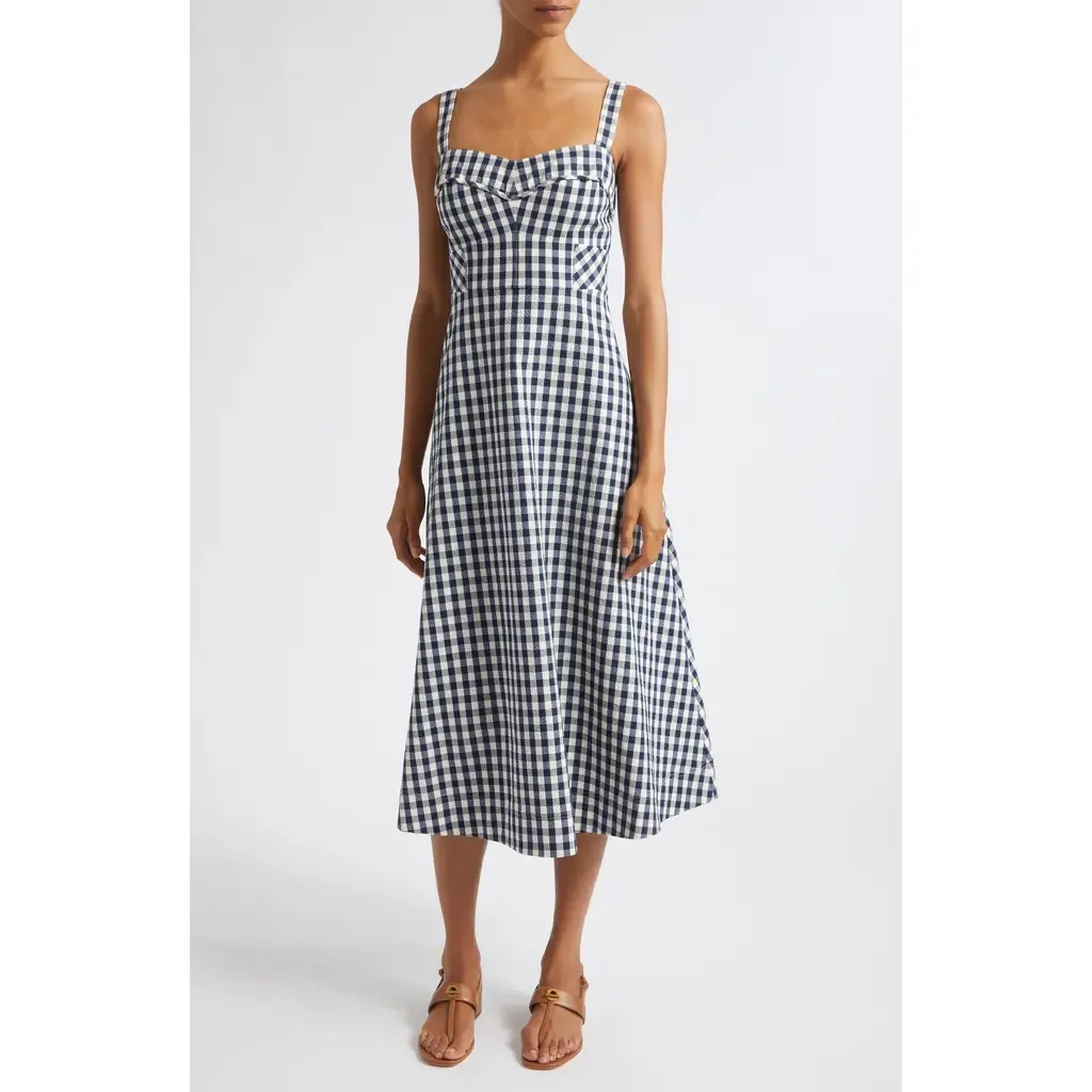 Aila Gingham Check Midi Dress by Veronica Beard