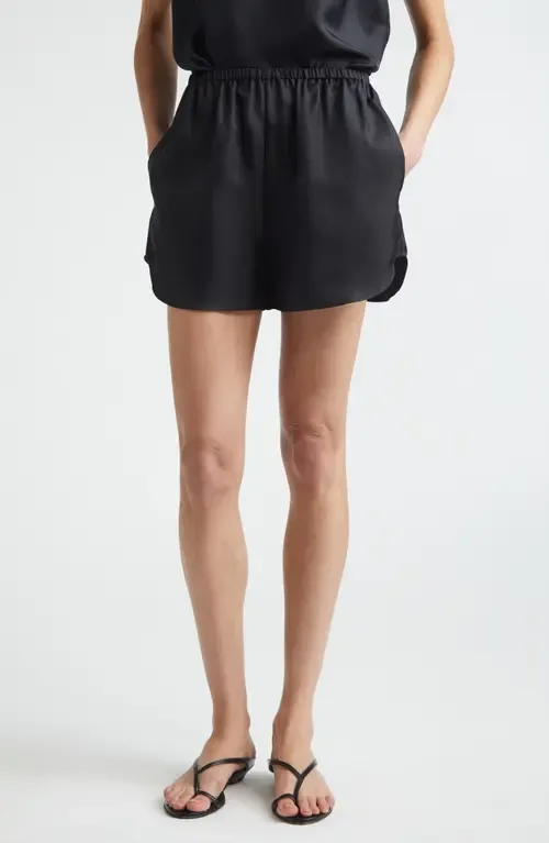 Cabo Elastic Waist Silk Twill Shorts by LOULOU DE SAISON